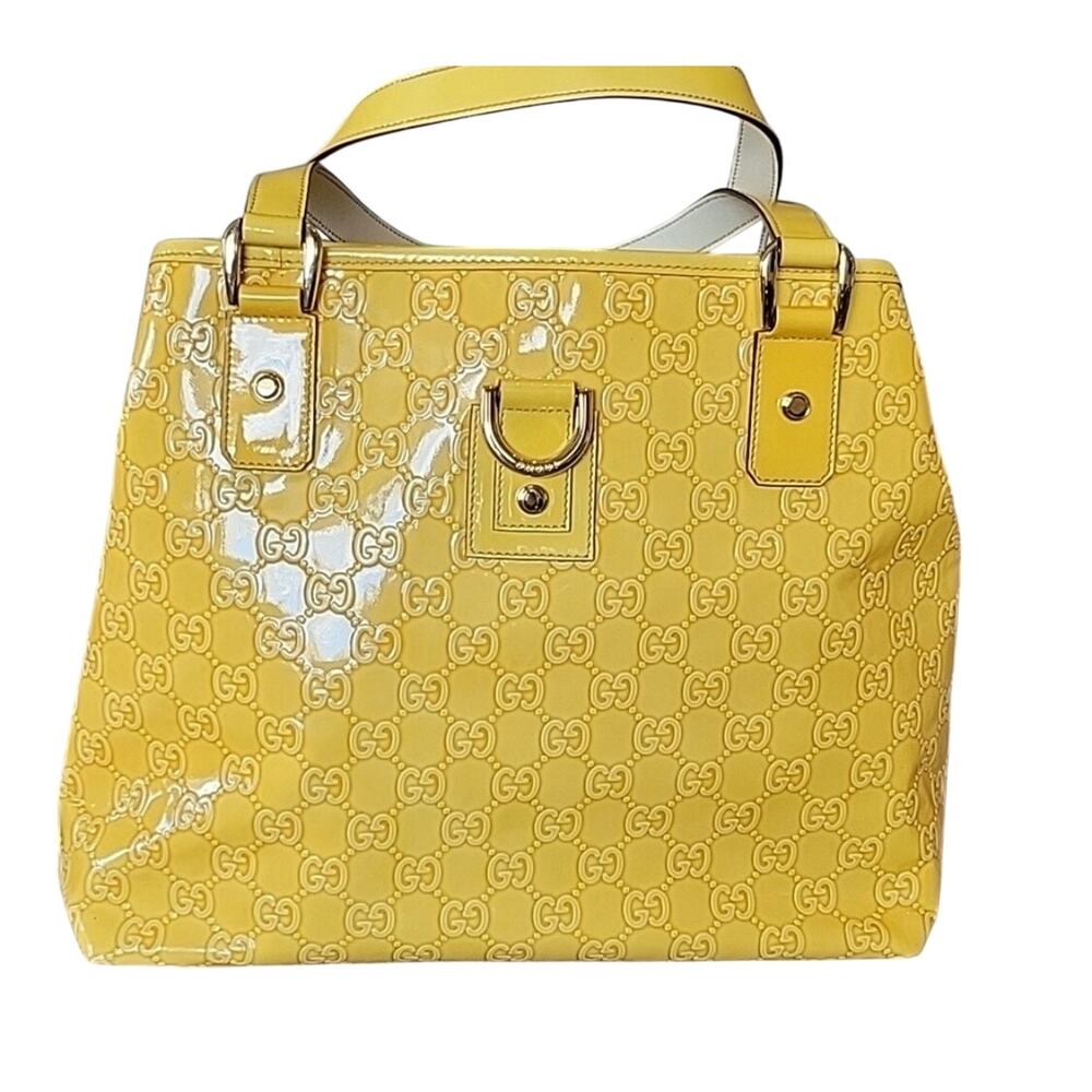 Gucci Yellow Patent GG Tote Crossbody Bag